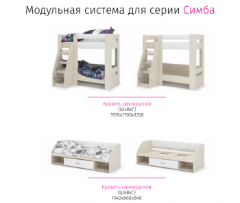 Набор детской мебели Симба дуб-белый глянец (СтендМ) в Дегтярске - degtyarsk.mebel-e96.ru