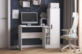 Компьютерный стол СКМ-2 белый (Микон) в Дегтярске - degtyarsk.mebel-e96.ru