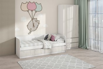 Кровать Соната 900 белый/крафт белый (Зарон) в Дегтярске - degtyarsk.mebel-e96.ru
