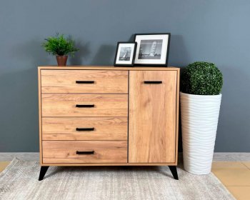 Комод-Тумба (1дв,4ящ) SVETLANA LOFT, дуб золотой (Генезис) в Дегтярске - degtyarsk.mebel-e96.ru