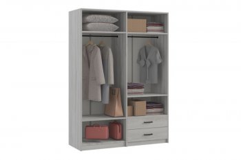 Шкаф 1500 мм  4-х ств. с зеркалом 2 ящ. SVETLANA LOFT, сосна белая (Генезис) в Дегтярске - degtyarsk.mebel-e96.ru