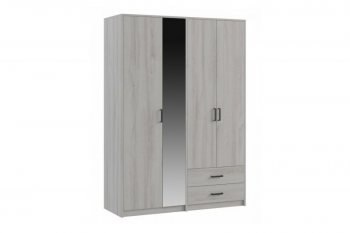 Шкаф 1500 мм  4-х ств. с зеркалом 2 ящ. SVETLANA LOFT, сосна белая (Генезис) в Дегтярске - degtyarsk.mebel-e96.ru