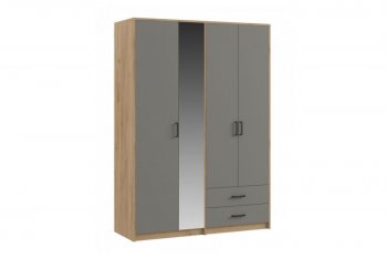 Шкаф 1500 мм  4-х ств. с зеркалом 2 ящ. SVETLANA LOFT, Дуб золотой/Серый (Генезис) в Дегтярске - degtyarsk.mebel-e96.ru