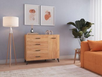 Комод-Тумба (1дв,4ящ) SVETLANA LOFT, дуб золотой (Генезис) в Дегтярске - degtyarsk.mebel-e96.ru