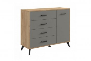 Комод-Тумба (1дв,4ящ) SVETLANA LOFT, дуб золотой/серый (Генезис) в Дегтярске - degtyarsk.mebel-e96.ru