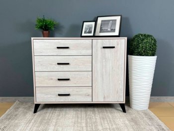 Комод-Тумба (1дв,4ящ) SVETLANA LOFT, сосна белая (Генезис) в Дегтярске - degtyarsk.mebel-e96.ru