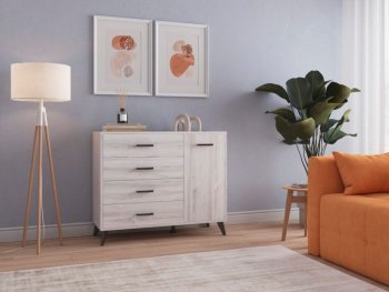 Комод-Тумба (1дв,4ящ) SVETLANA LOFT, сосна белая (Генезис) в Дегтярске - degtyarsk.mebel-e96.ru