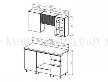 Кухонный гарнитур Техно-6 1500 мм (Миф) в Дегтярске - degtyarsk.mebel-e96.ru