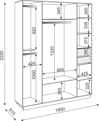 Шкаф распашной Тиффани М21 1800 мм (Риннер) в Дегтярске - degtyarsk.mebel-e96.ru