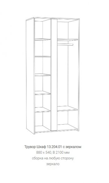 Шкаф Трувор 13.204.01 с зеркалом в Дегтярске - degtyarsk.mebel-e96.ru