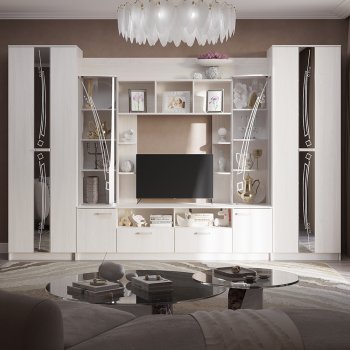 Стенка Венеция ясень белый (БТС) в Дегтярске - degtyarsk.mebel-e96.ru