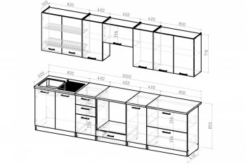 Кухонный гарнитур Янтарь 3000 мм (Герда) в Дегтярске - degtyarsk.mebel-e96.ru